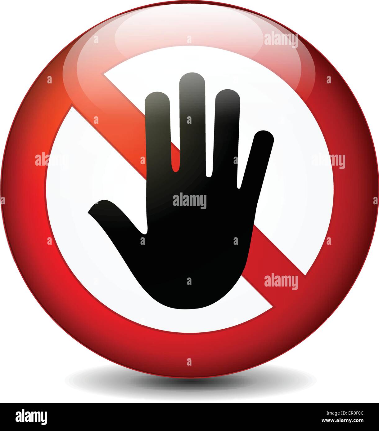 illustration of stop with hand round sign on white background Stock Vector