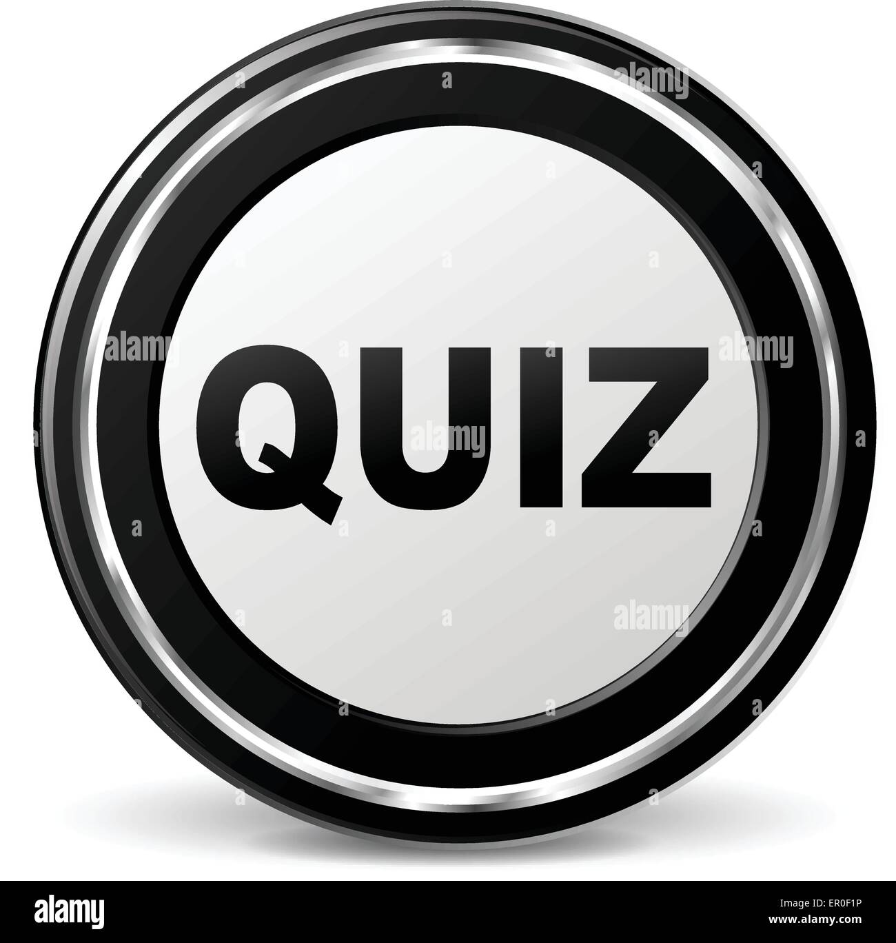 illustration of chrome and black round icon for quiz Stock Vector