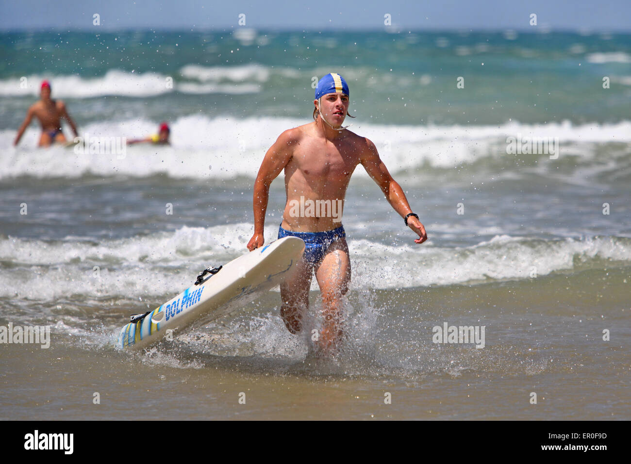 Surf lifesaver races. Surf coast, Victoria, Australia. Stock Photo