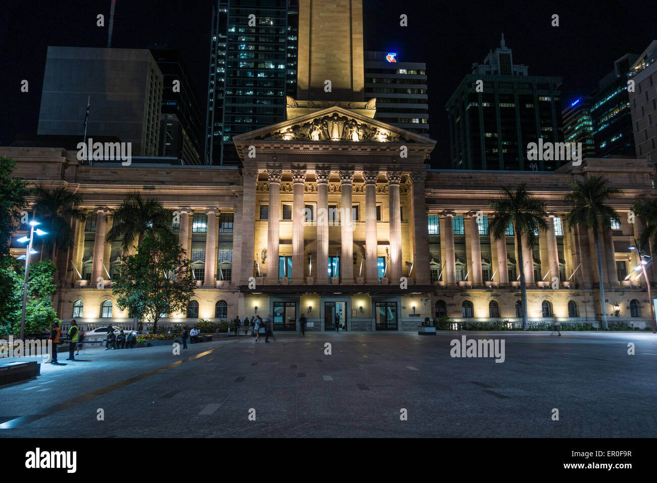 Brisbane City Hall at Night Stock Photo Alamy