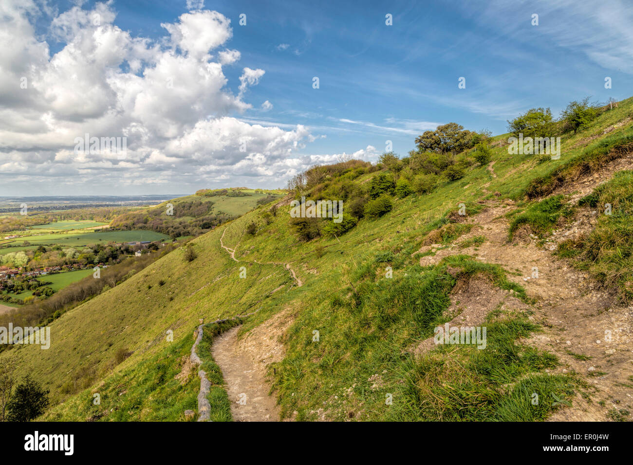 Stunning views along the Devils Dyke on the South Downs Way, near Brighton, West Sussex, England, United Kingdom. Stock Photo