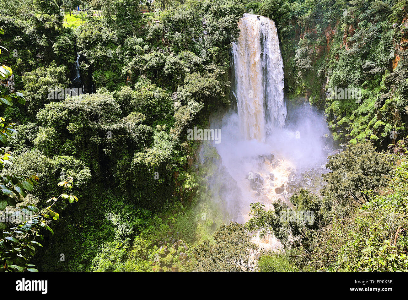 Thomson's Falls in Kenya produce a lot of humid fog Stock Photo