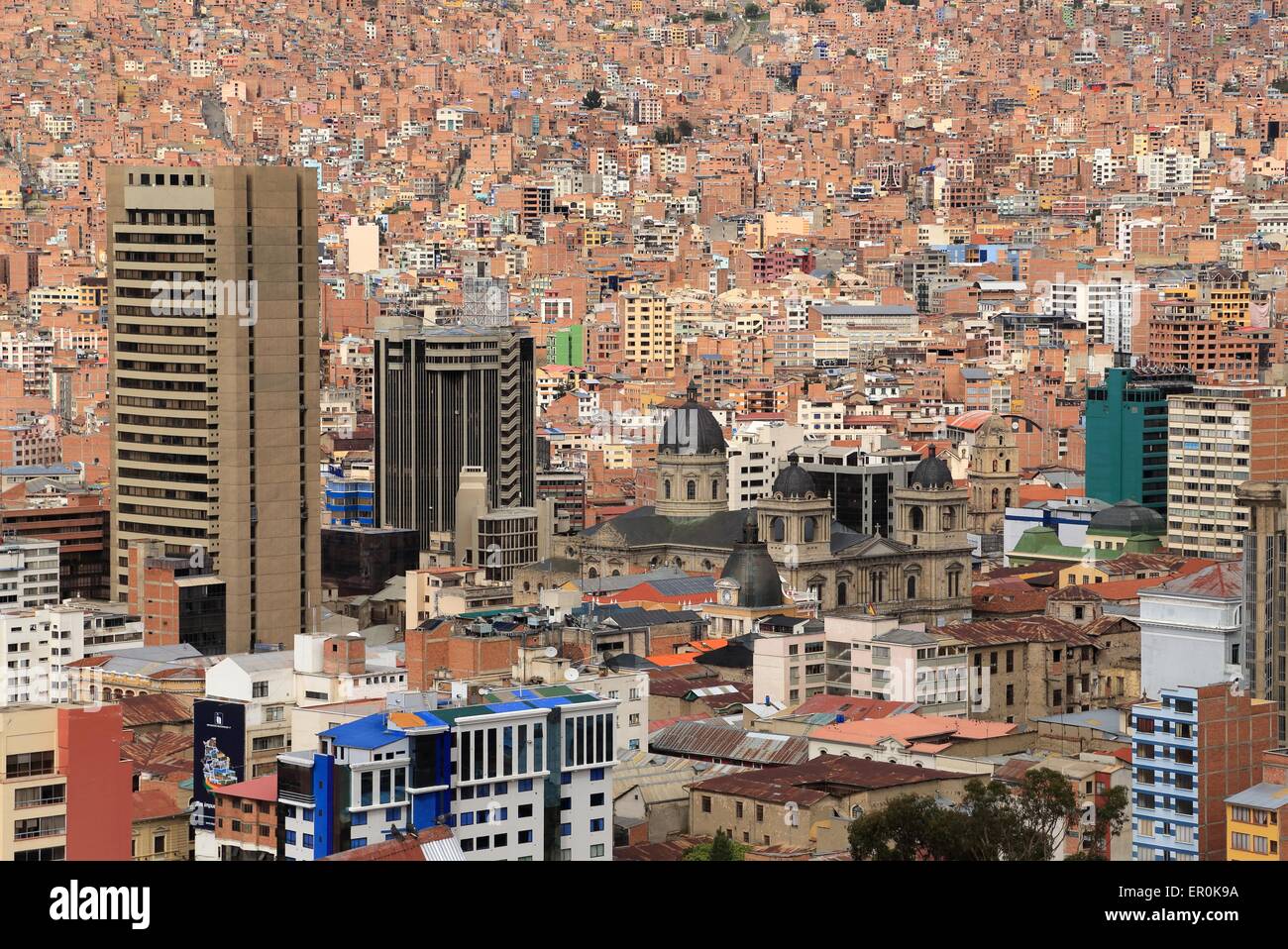 Nuestra Señora de La Paz, commonly known as La Paz, administrative capital of Bolivia in South America Stock Photo