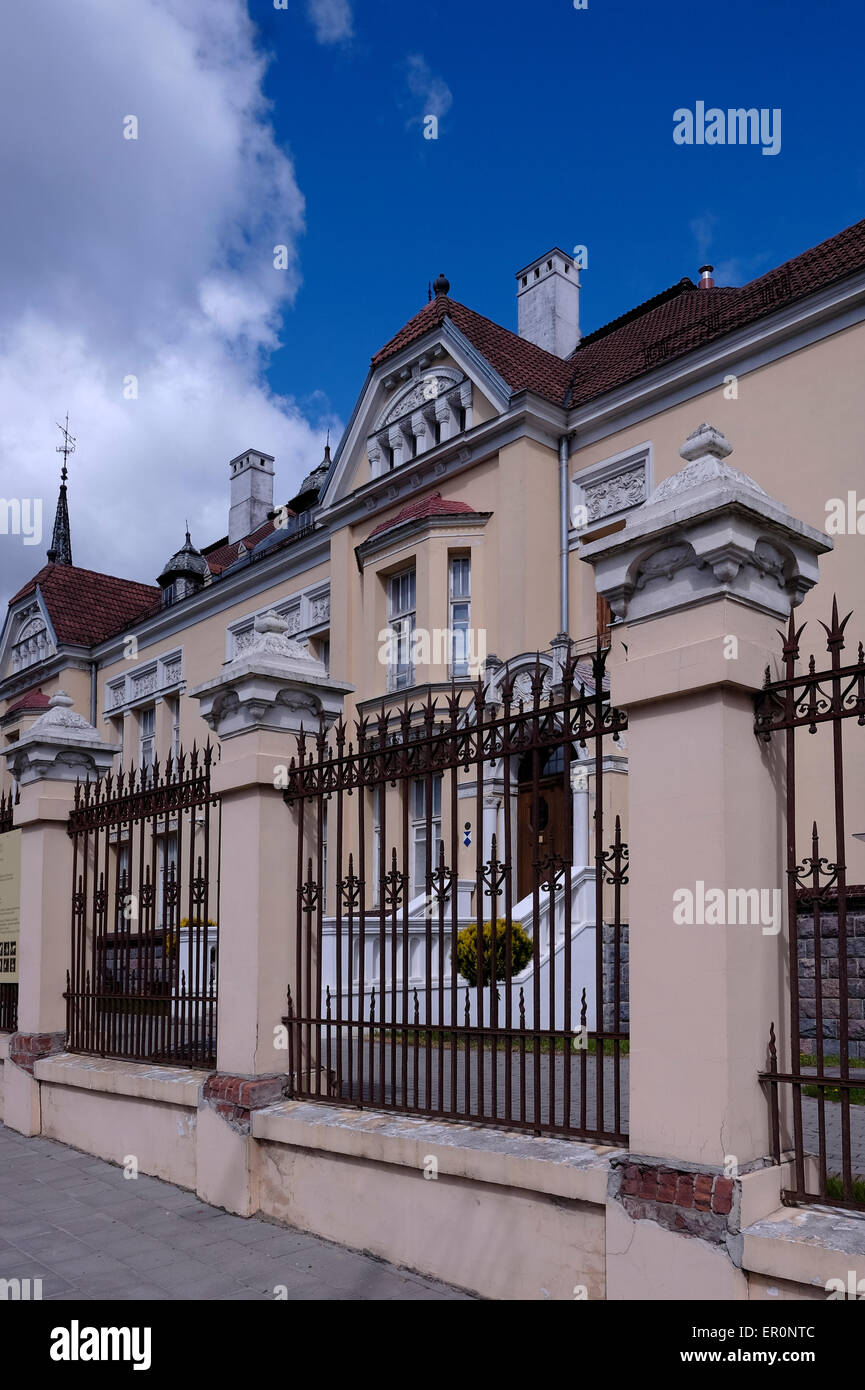 Exterior of Chaimas Frenkelis Villa Museum built in 1908 by major Jewish industrialist, Chaim Frenkel, who opened one of the largest and most modern leather processing plants and footwear factories in then Tsarist Russia in the city of Siauliai. Lithuania Stock Photo
