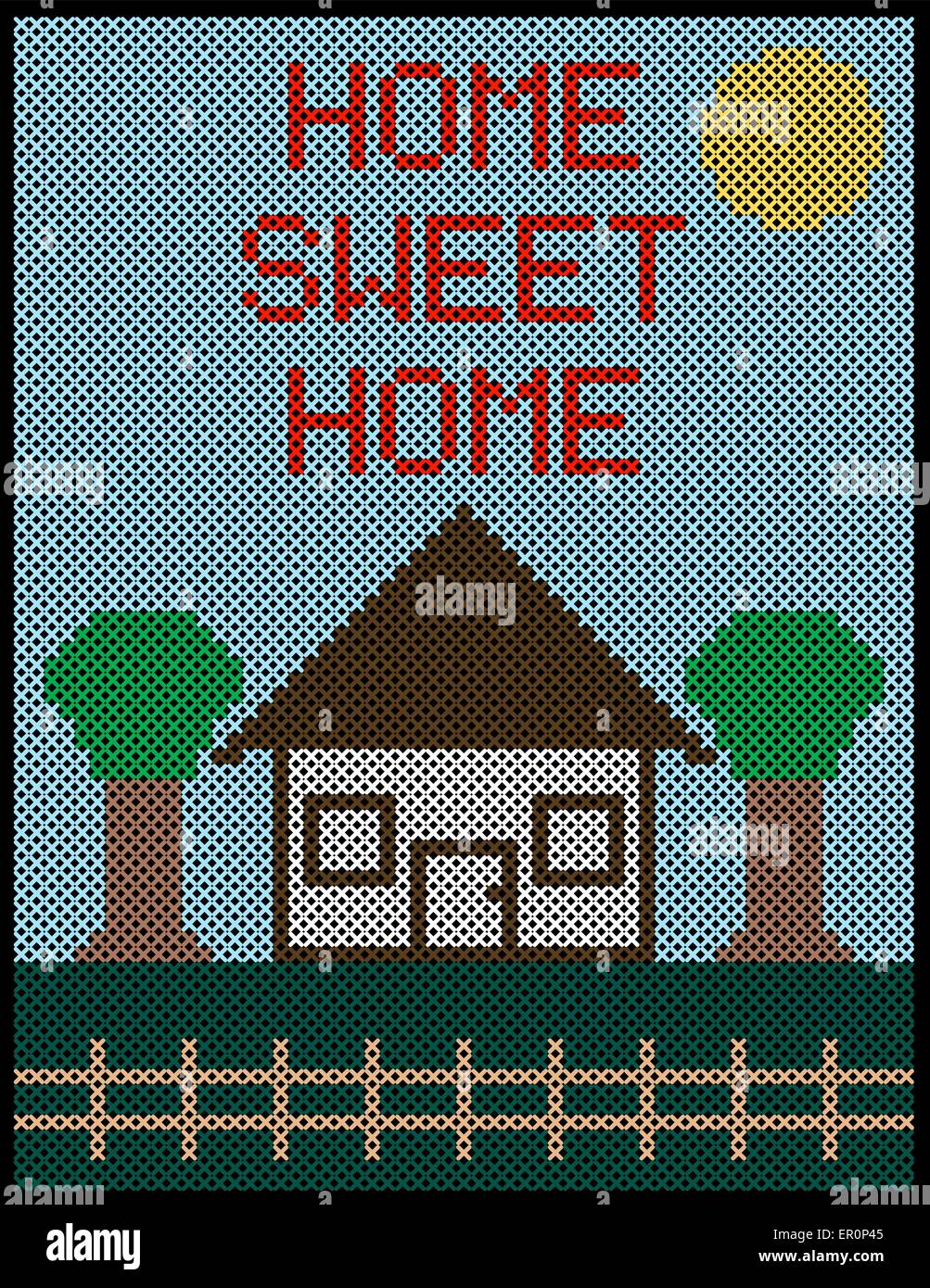 Home Sweet Home Cross Stitch Background Stock Vector Image & Art - Alamy
