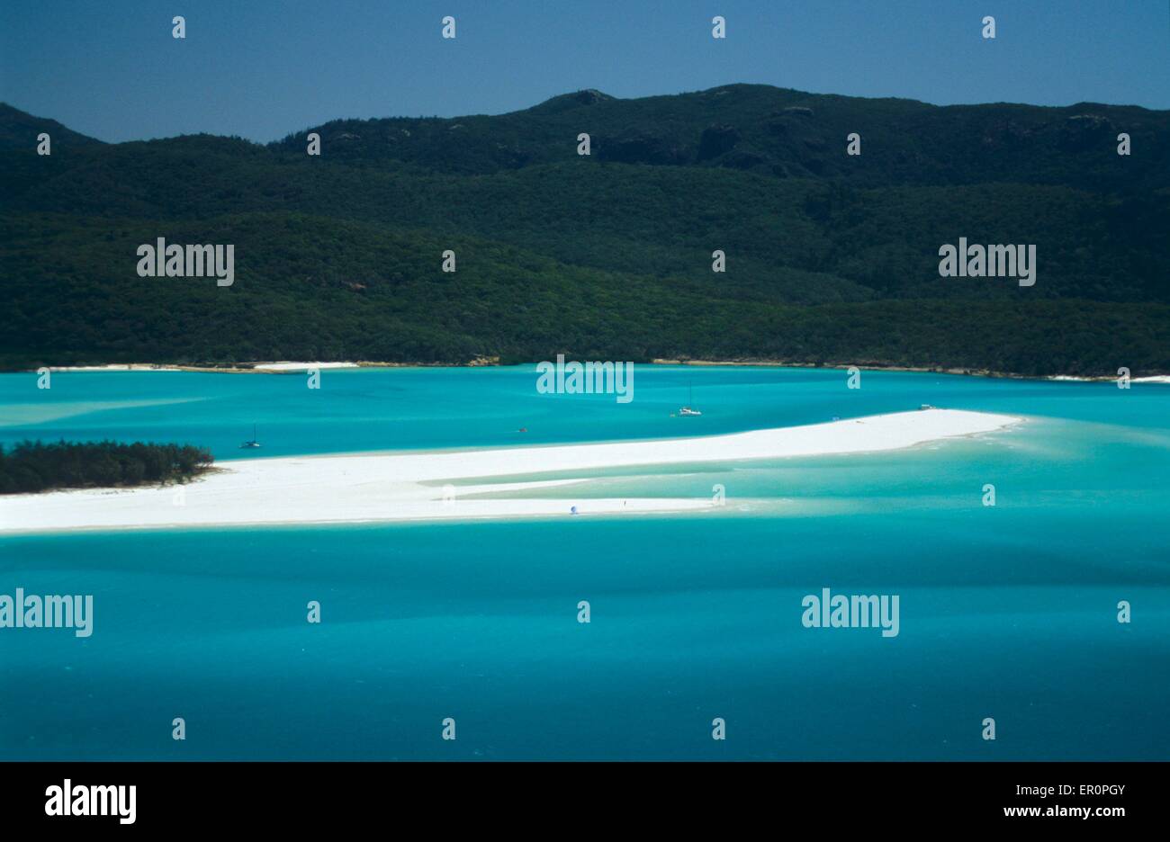Australia, Queensland, Whitsunday island, Whitehaven beach (aerial view) - Stock Image