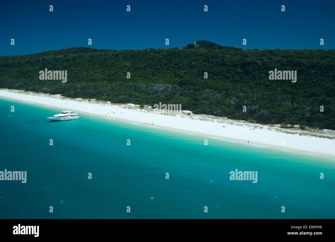 Australia, Queensland, Whitsunday island, Whitehaven beach (aerial view) - Stock Image