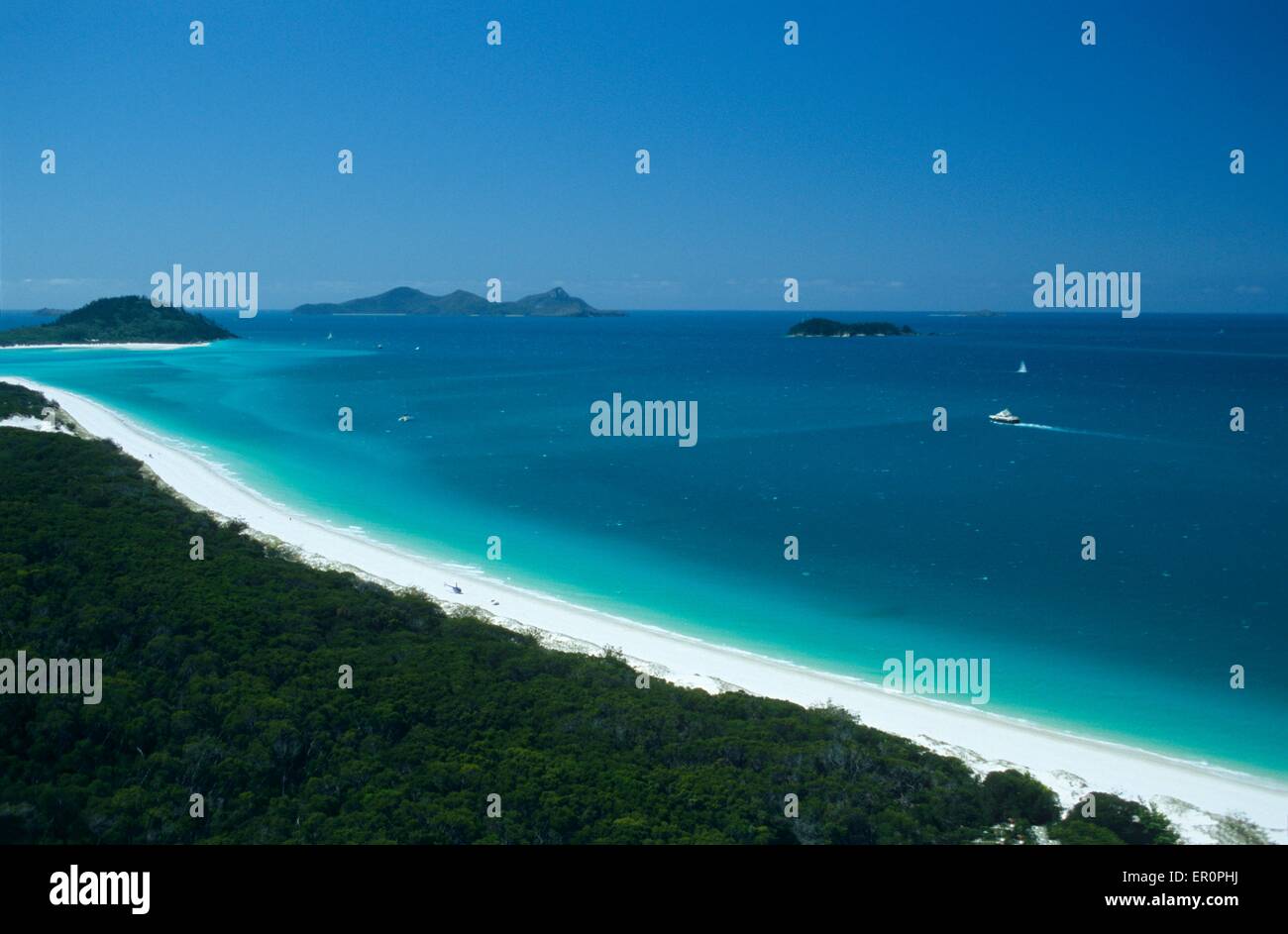Australia, Queensland, Whitsunday island, Whitehaven beach (aerial view) - Stock Image