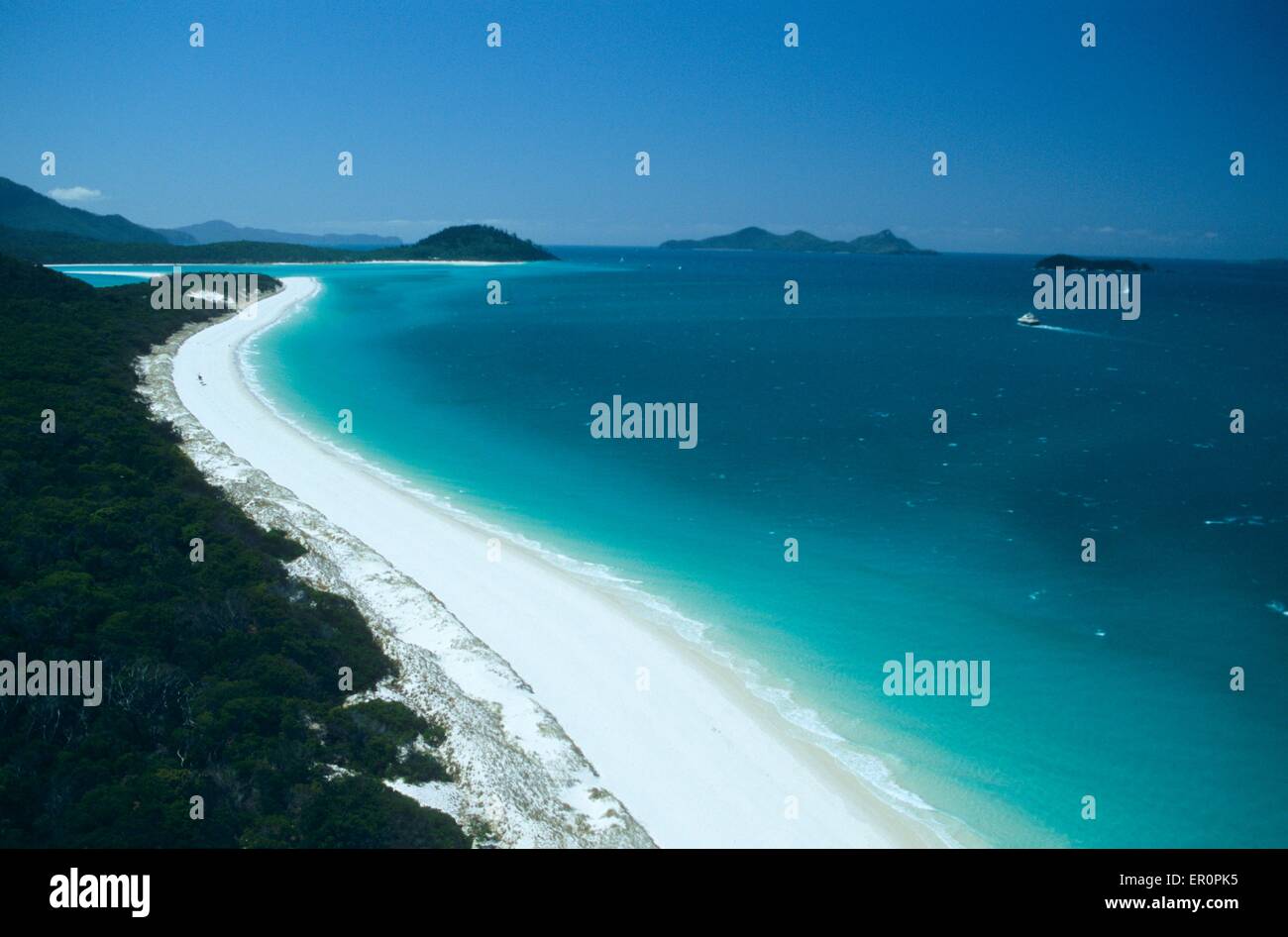 Australia, Queensland, Whitsunday island, Whitehaven beach (aerial view) - Stock Image
