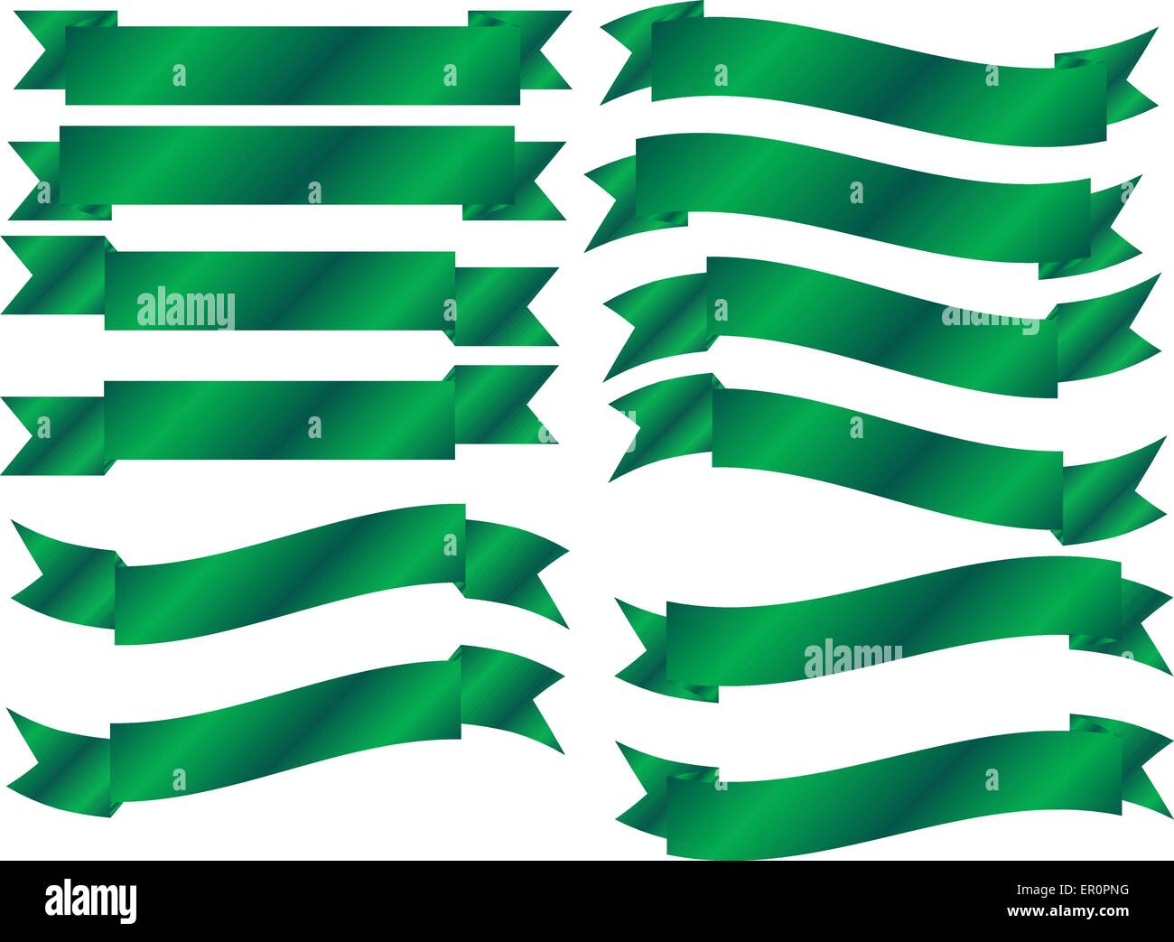 Set of 12 Green Banners Stock Vector