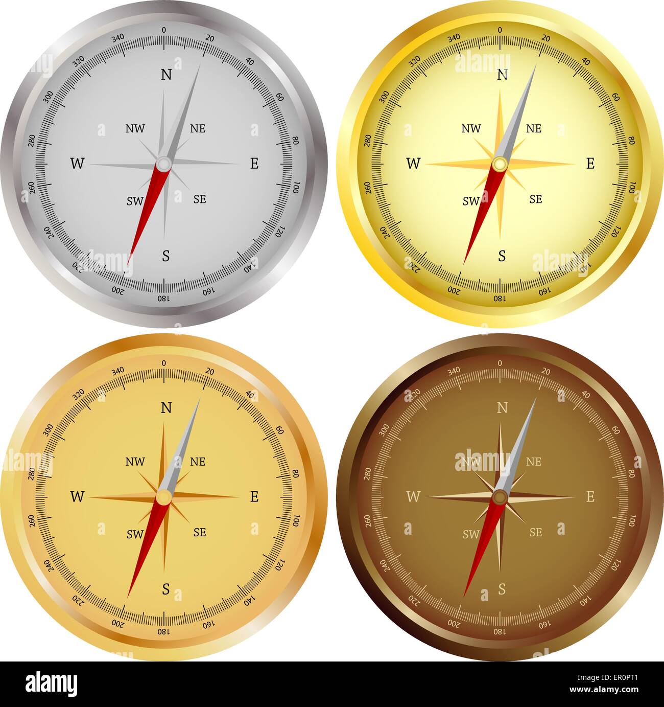 Set of 4 Compasses Stock Vector Image & Art Alamy