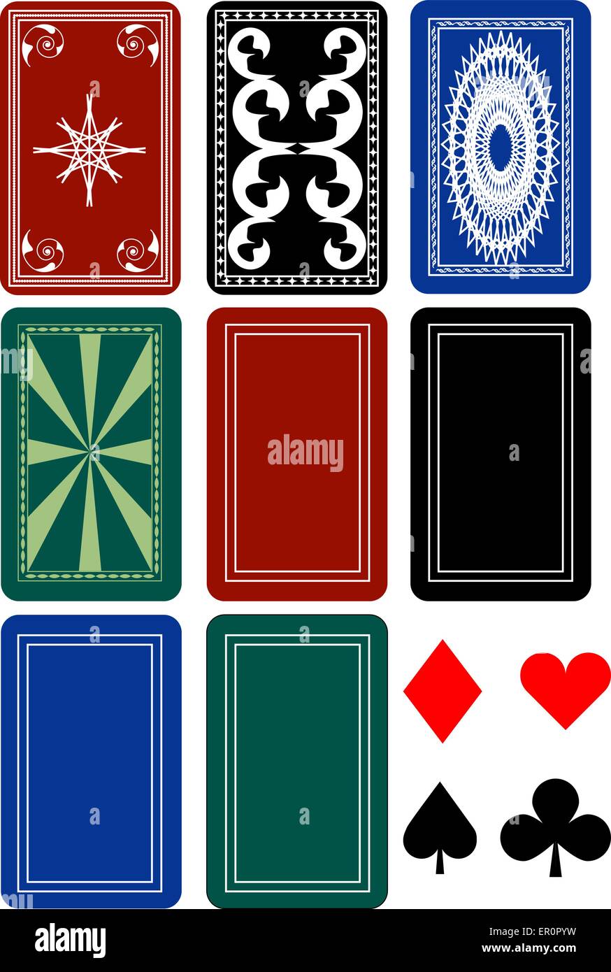 Set of Playing Card Back Designs Stock Vector