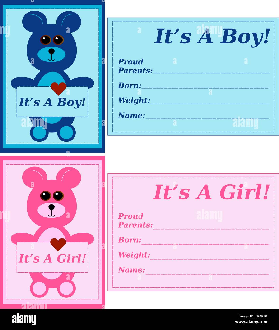 Set of Birth Announcements Stock Vector Image & Art Alamy