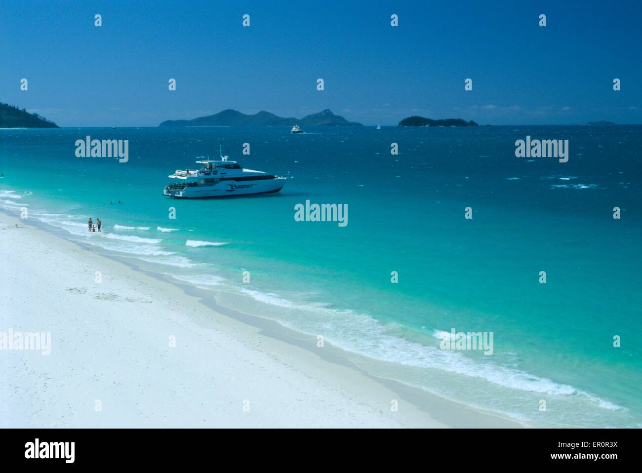 Australia, Queensland, Whitsunday island, Whitehaven beach (aerial view) - Stock Image