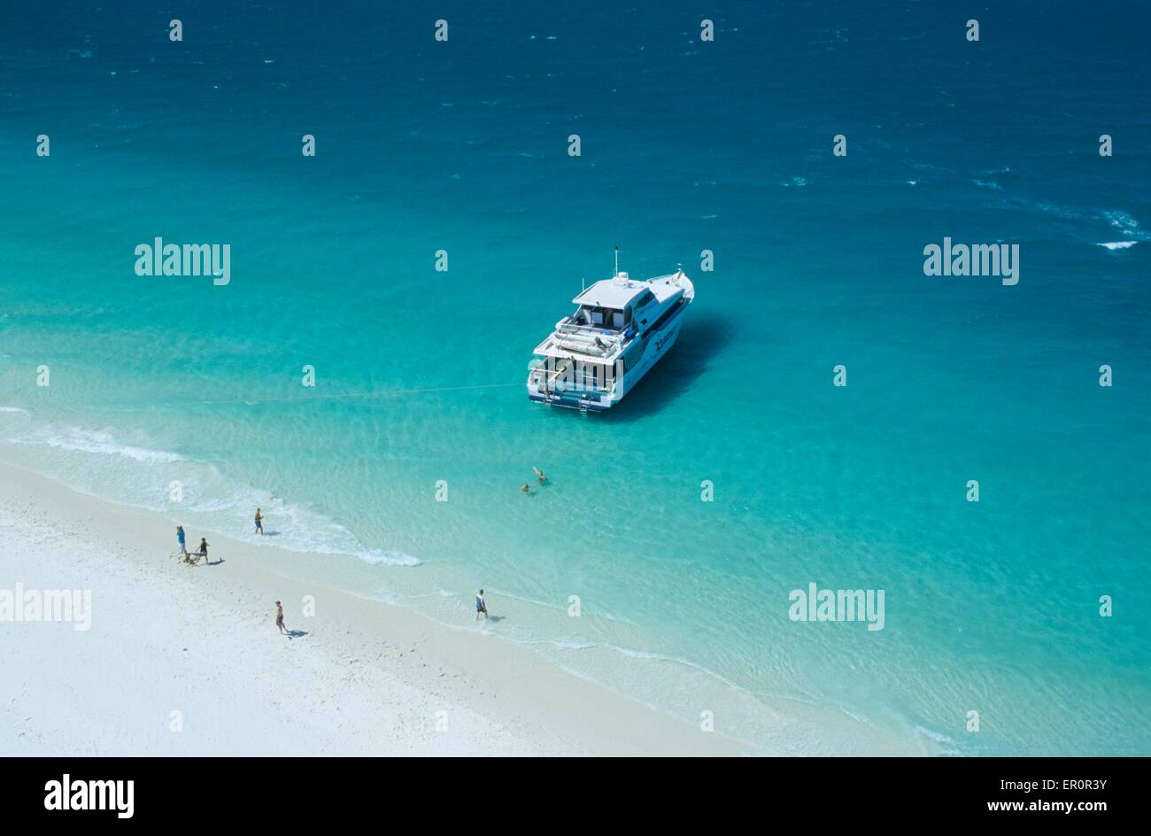 Australia, Queensland, Whitsunday island, Whitehaven beach (aerial view) - Stock Image