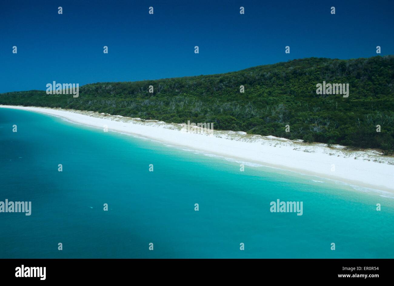 Australia, Queensland, Whitsunday island, Whitehaven beach (aerial view) - Stock Image