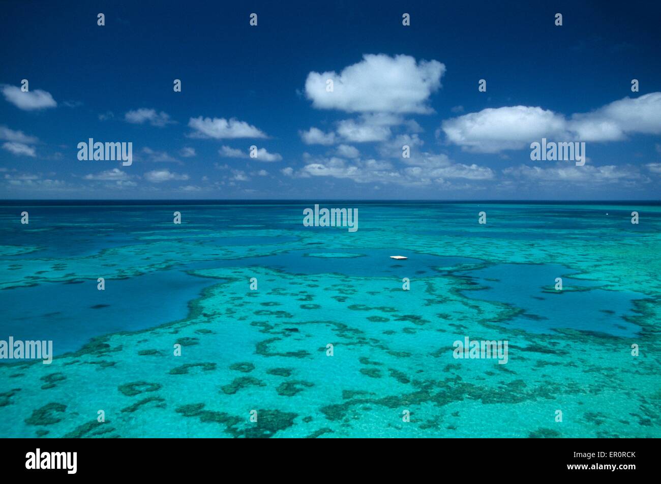 Australia, Queensland, north of Whitsunday islands, Greef barrier reef, Hardy reef (aerial view) Stock Photo