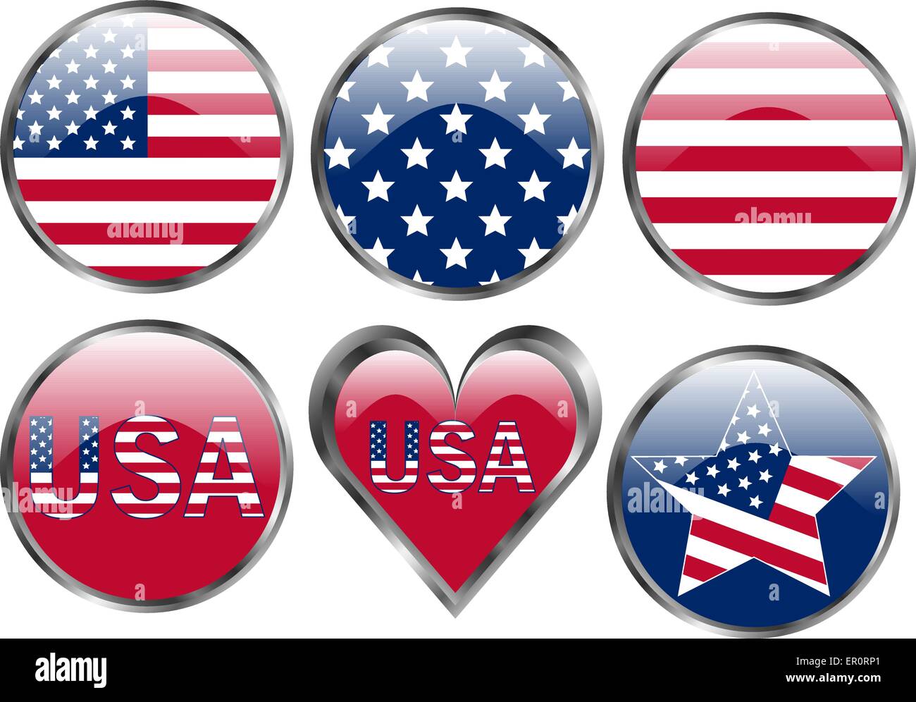Set of American Flag Buttons Stock Vector