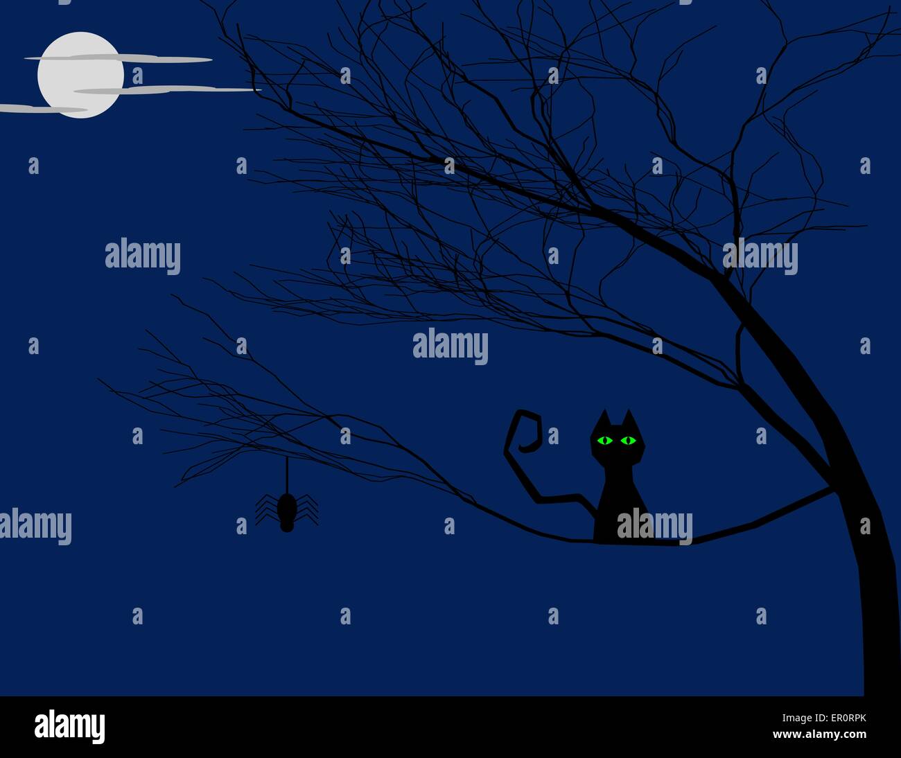 Black and white cat in tree Stock Vector Images - Alamy