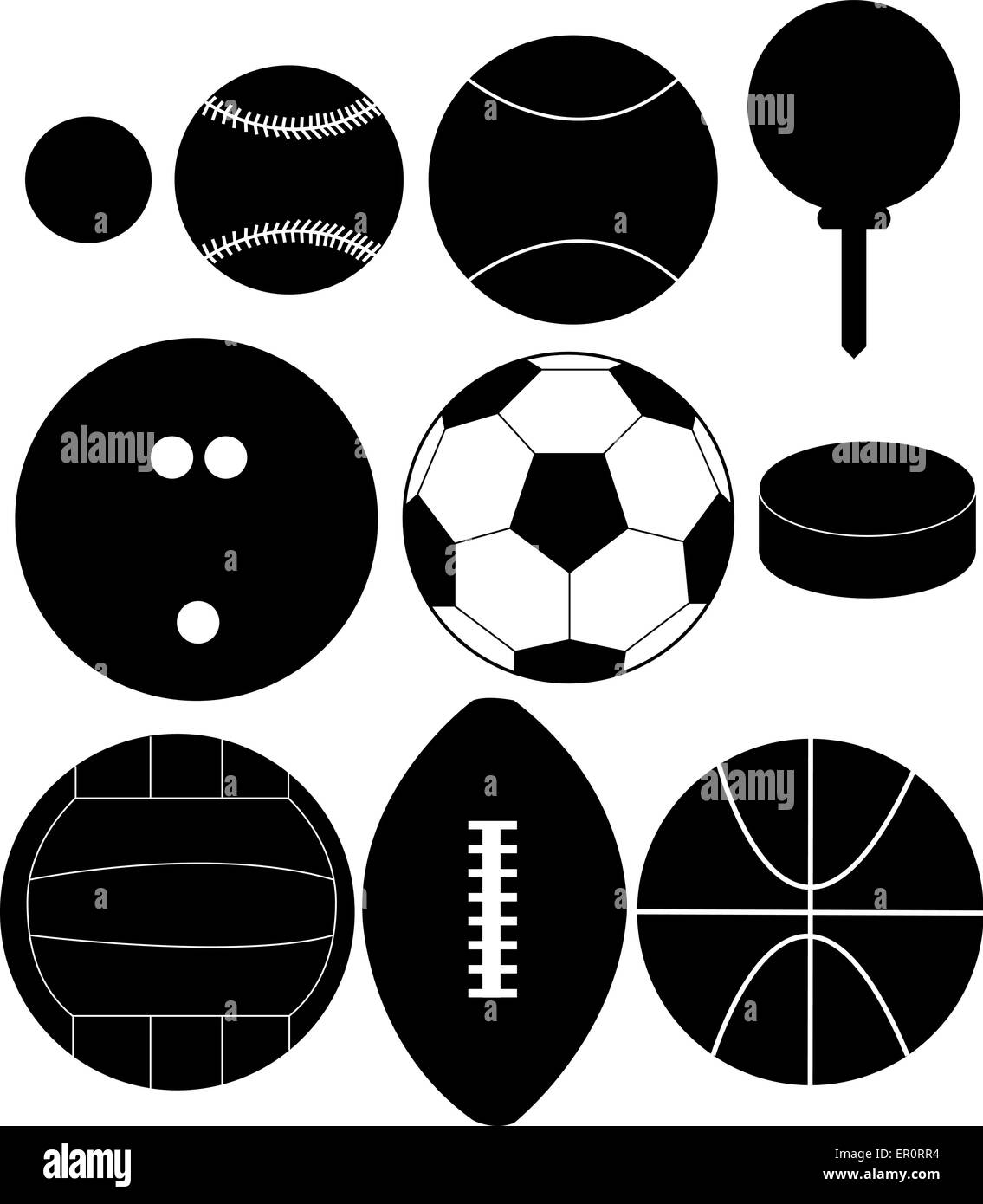 Set of Sports Balls Silhouettes Stock Vector