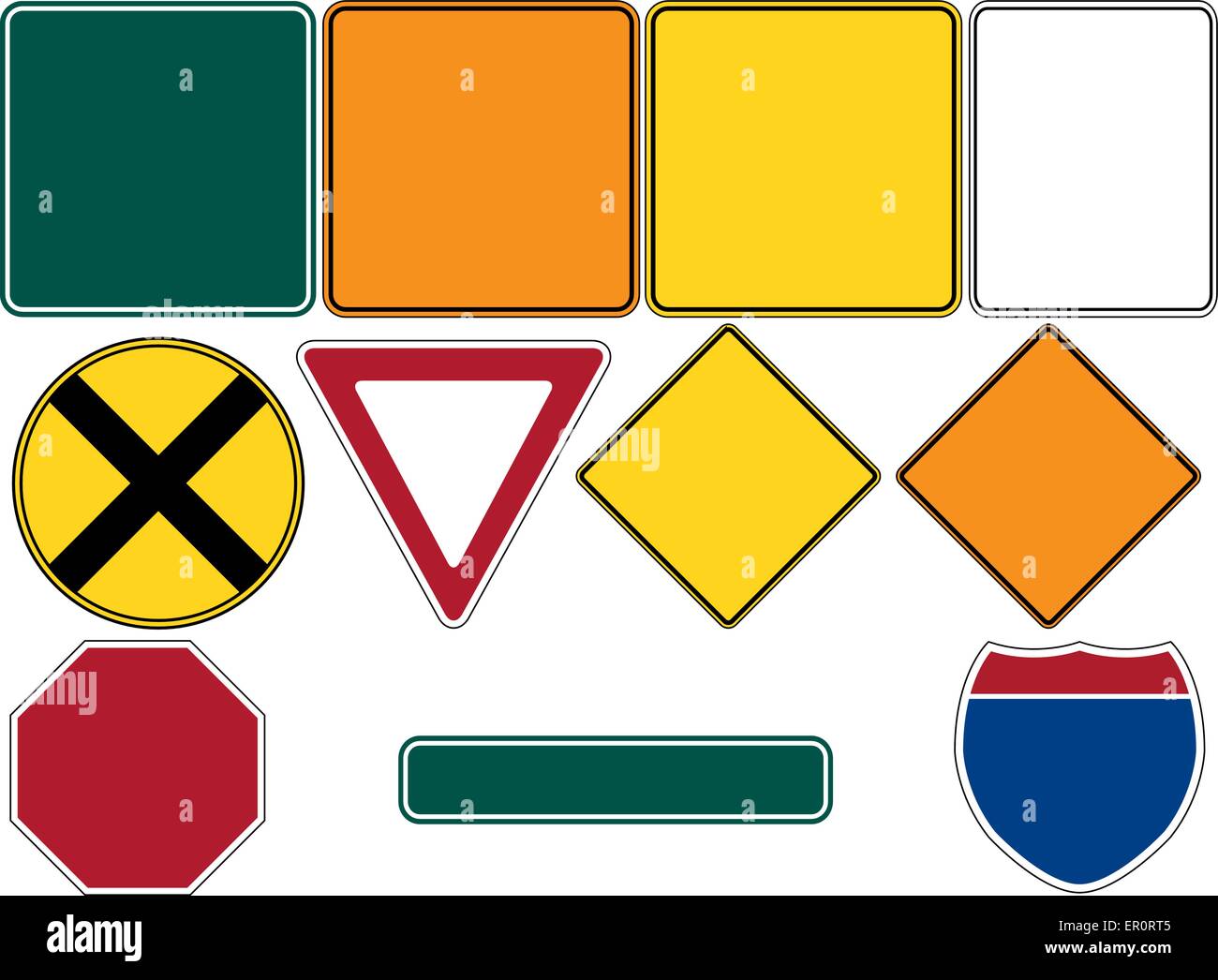 Set of Blank Road Signs Stock Vector
