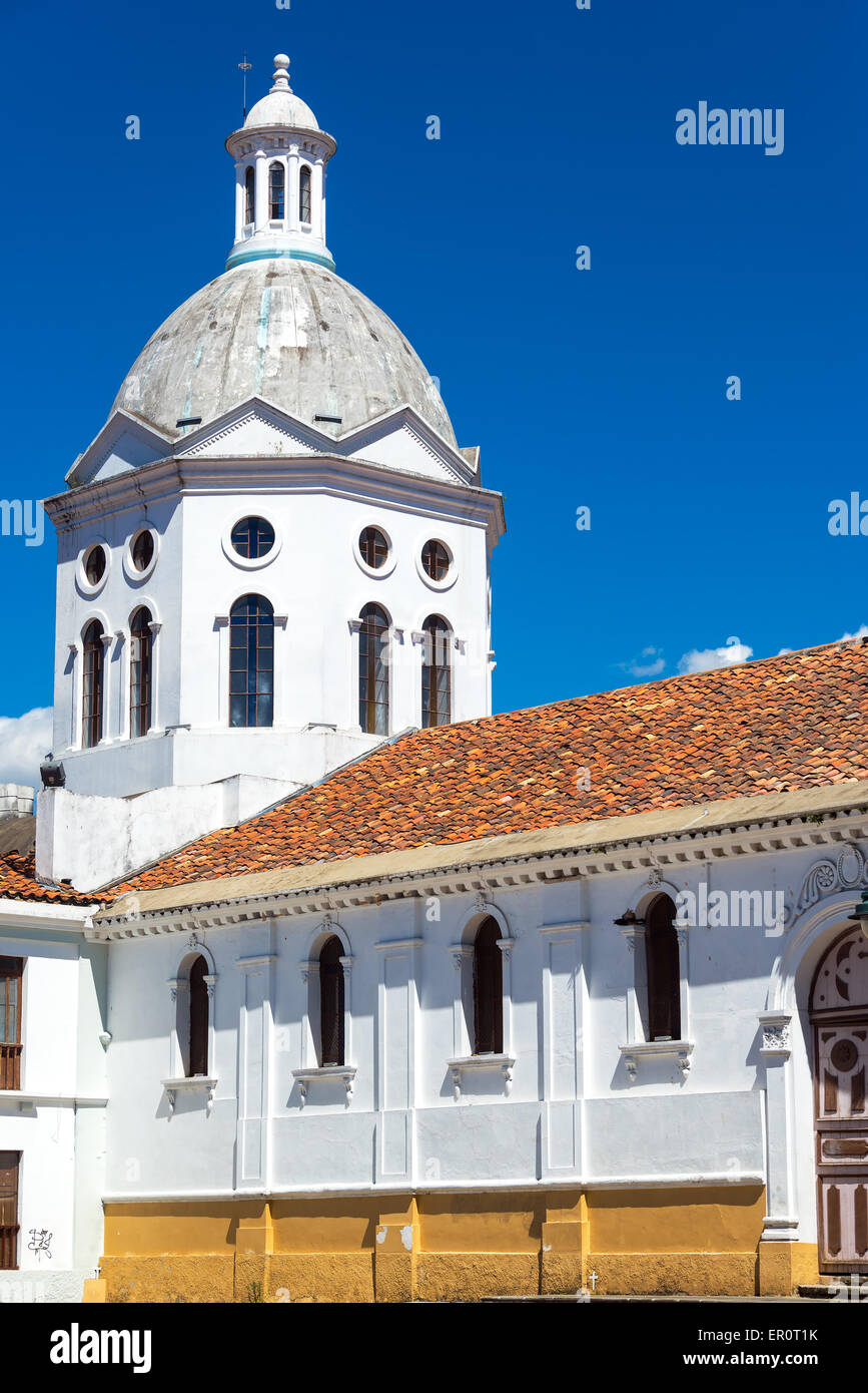 Historic San Sebastian church in the historic center of Cuenca, Ecuador Stock Photo