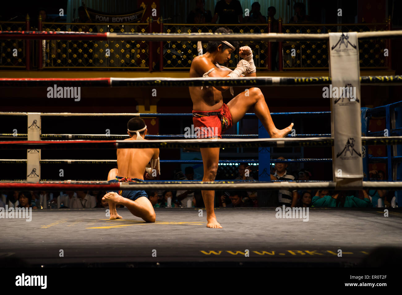 Two male Muay Thai fighter going through pre-fight ritual Stock Photo