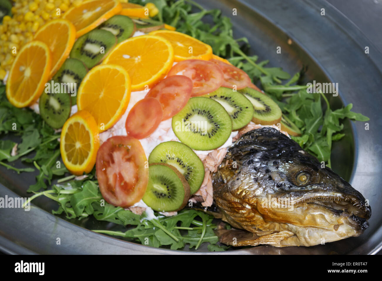 food styling in a restaurant in a course of fish Stock Photo - Alamy