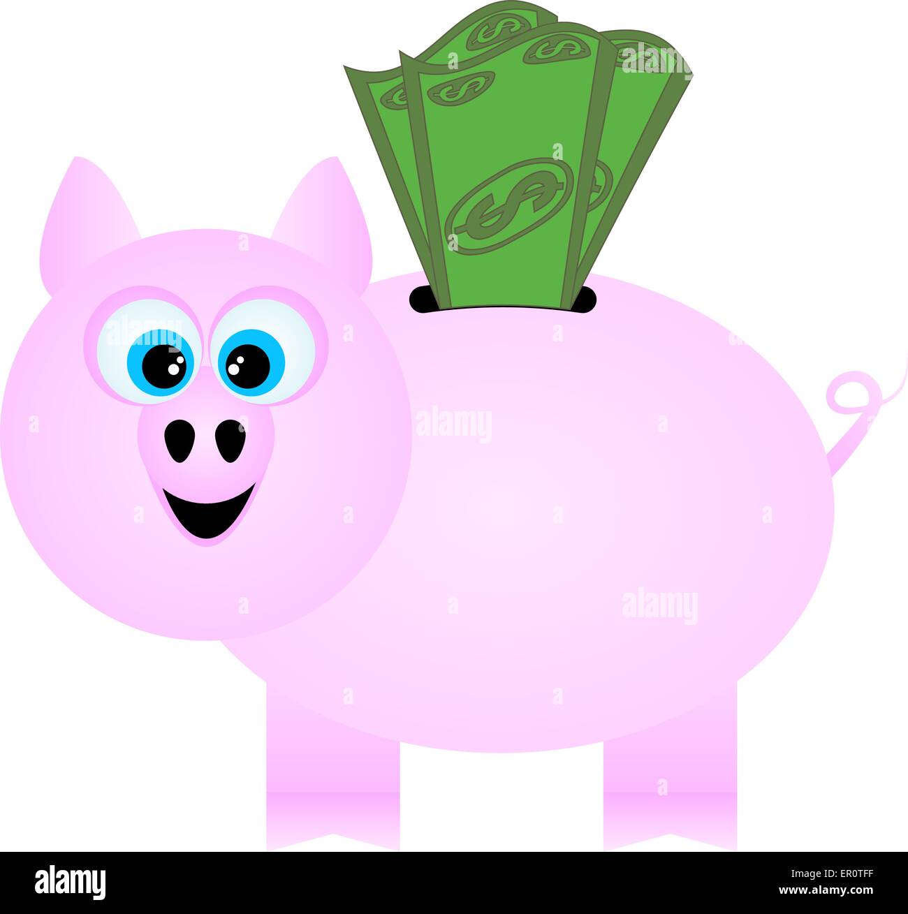 A Happy Piggy Bank Receiving Dollar Bills Stock Vector Image & Art Alamy