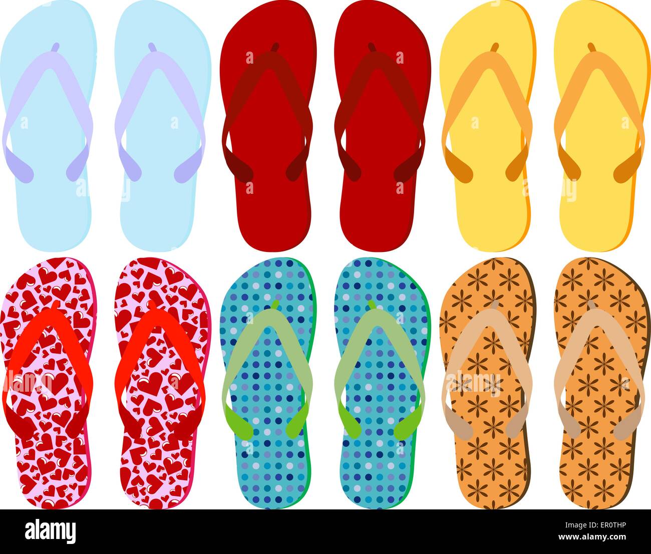 Set of 6 Colorful Sandals Stock Vector Image & Art - Alamy