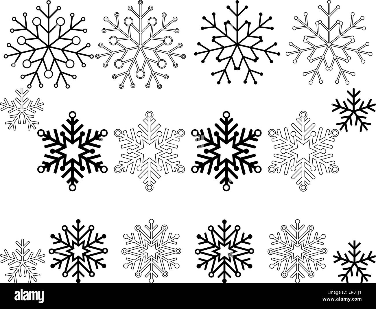 Set of 16 Snowflakes Stock Vector