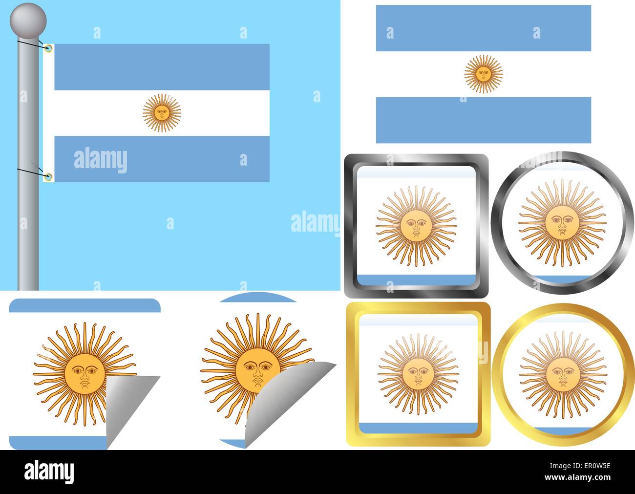 Flag Set Argentina Stock Vector