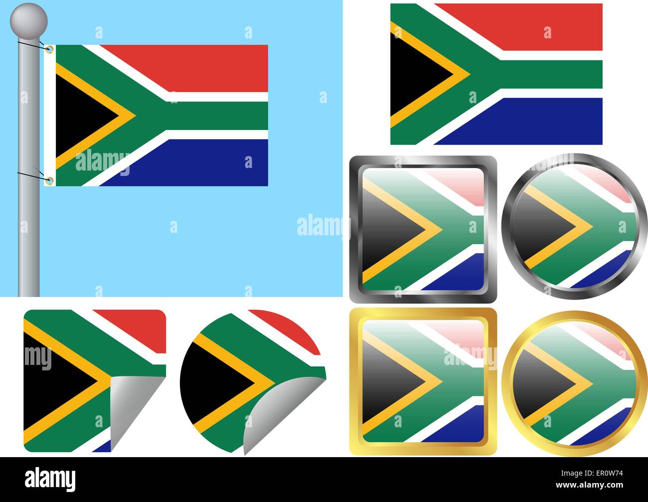 Flag Set South Africa Stock Vector