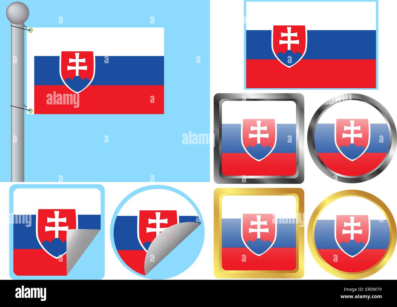 Flag Set Slovakia Stock Vector