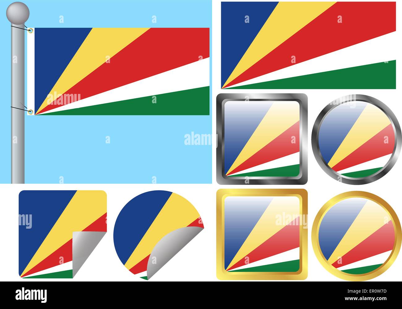 Flag Set Seychelles Stock Vector