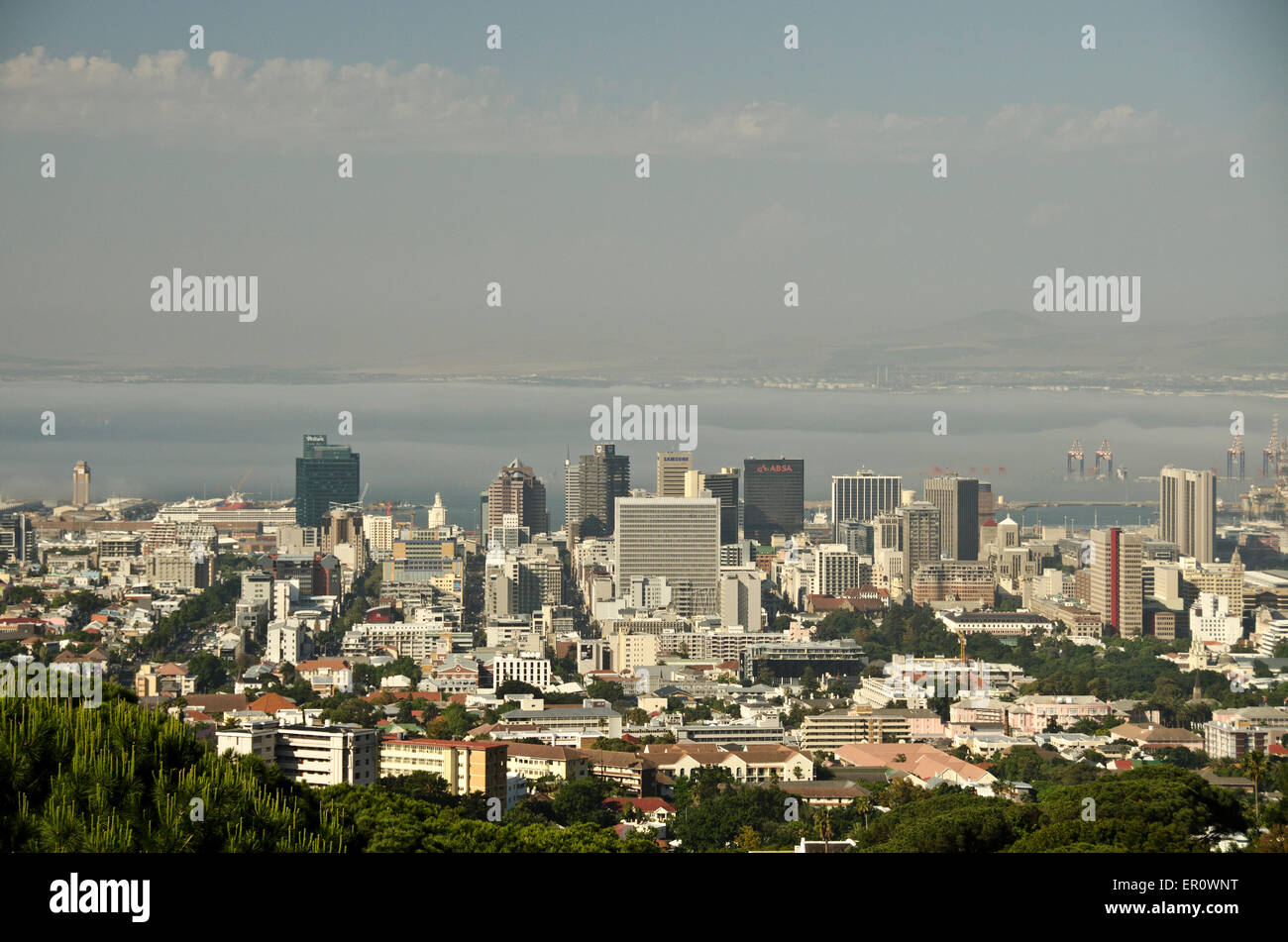 Cape Town CBD from base of Table Mountain Stock Photo