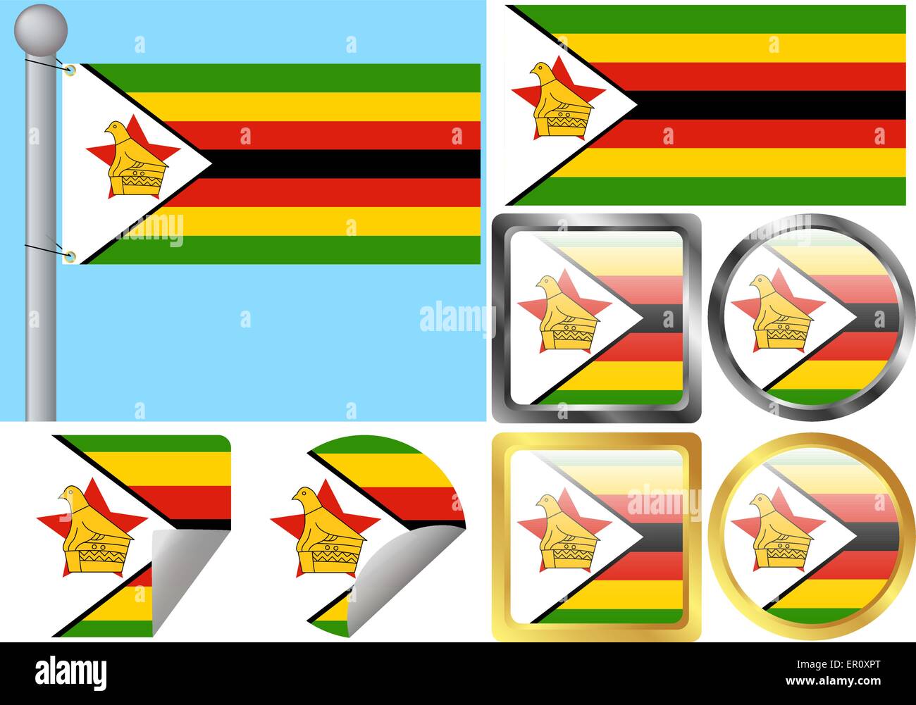 Flag Set Zimbabwe Stock Vector