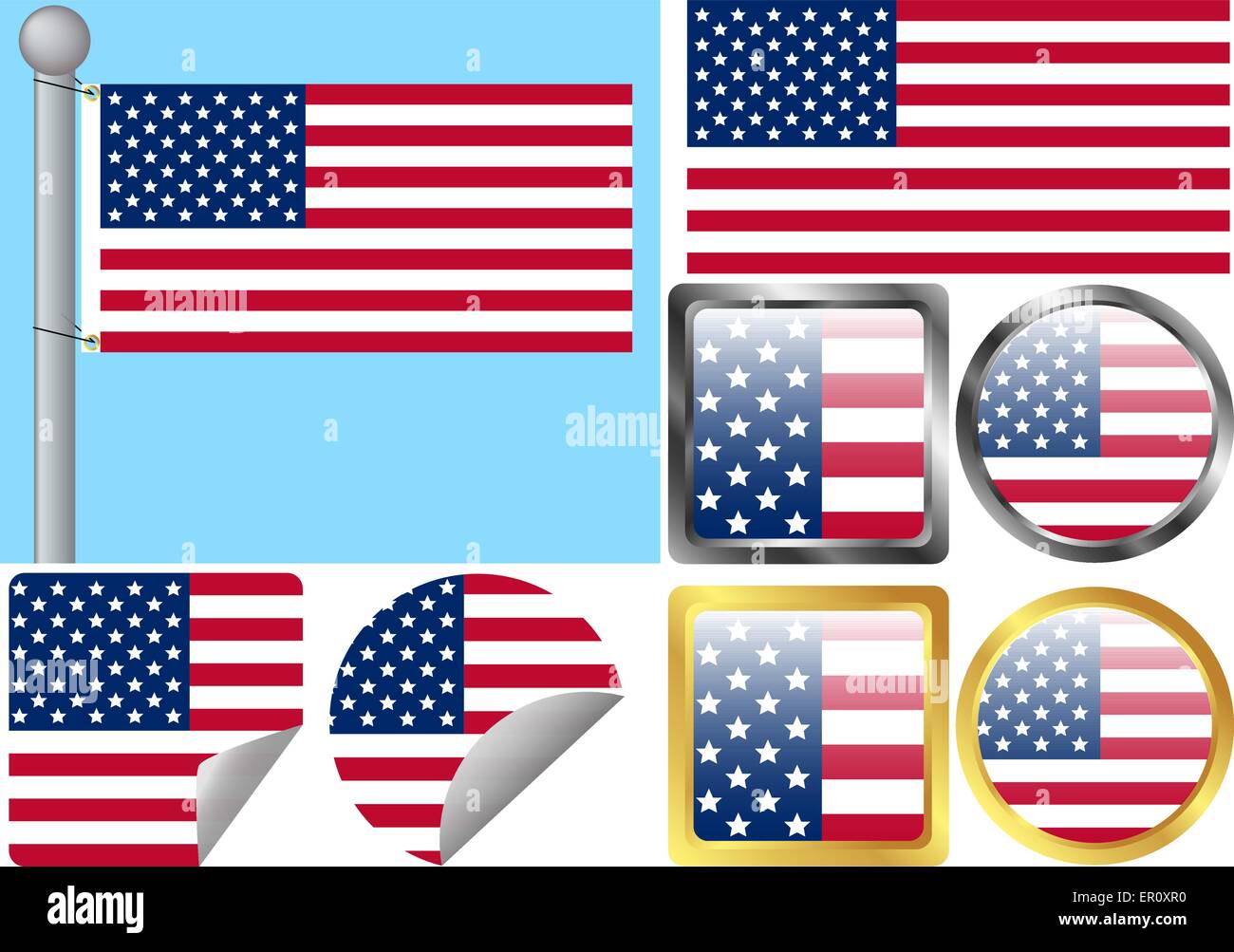 United States Flag Set Stock Vector