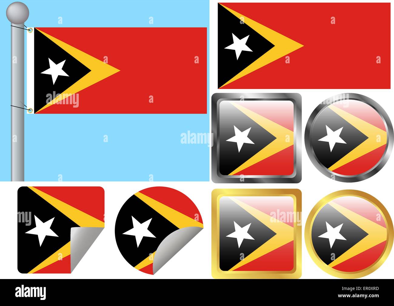 Flag Set Timor-Leste Stock Vector
