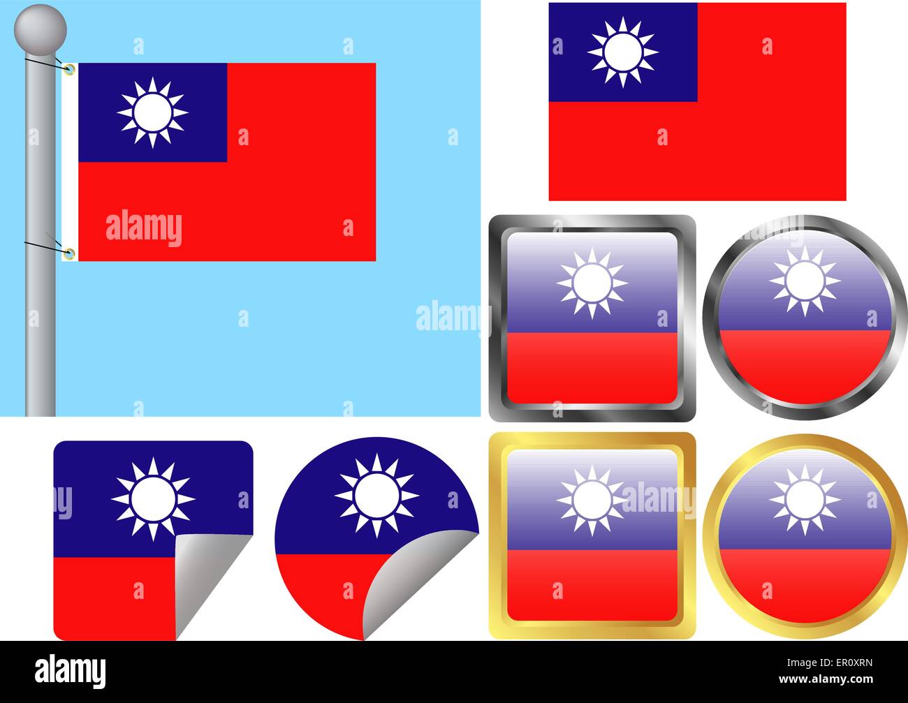 Flag Set Taiwan Stock Vector