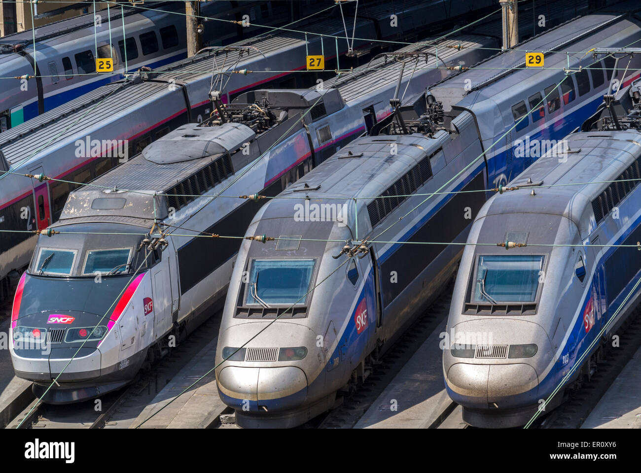 Paris, France, SNCF High Speed, TGV Bullet Trains in Gare, Station
