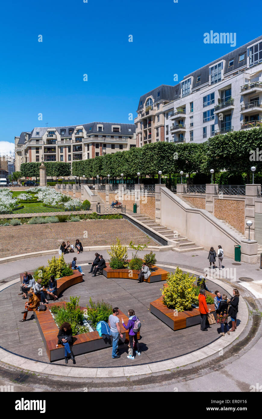 Paris, France, High Angle View, Town Square, CharentonLePont, Suburbs