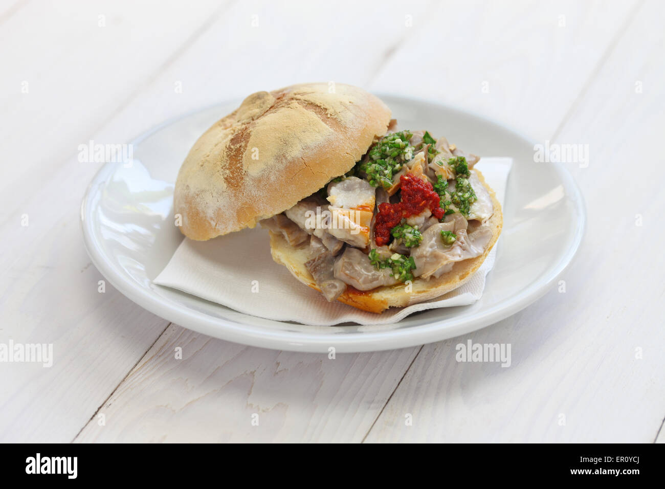 lampredotto sandwich, italian food, panino di lampredotto Stock Photo