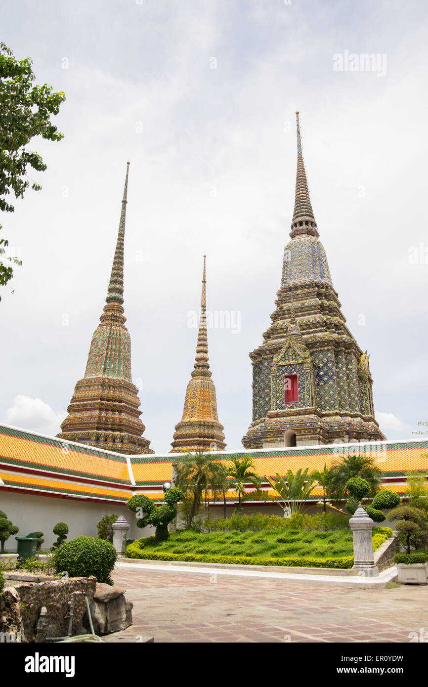 Chedis in Wat Pho temple, Bangkok, Thailand Stock Photo