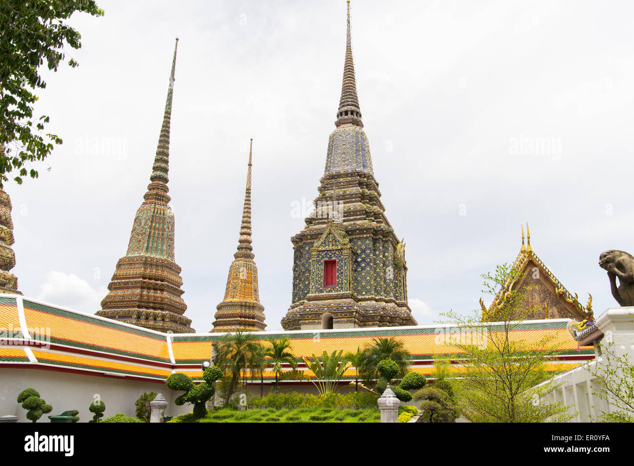 Chedis in Wat Pho temple, Bangkok, Thailand Stock Photo
