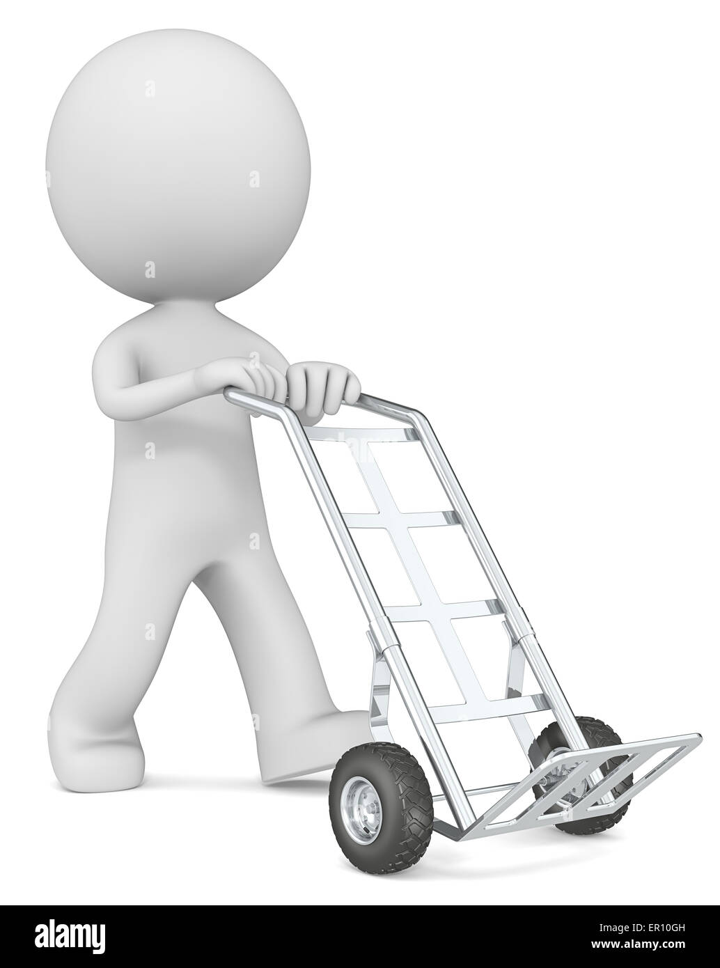 The dude 3D character with empty Hand Truck Stock Photo - Alamy