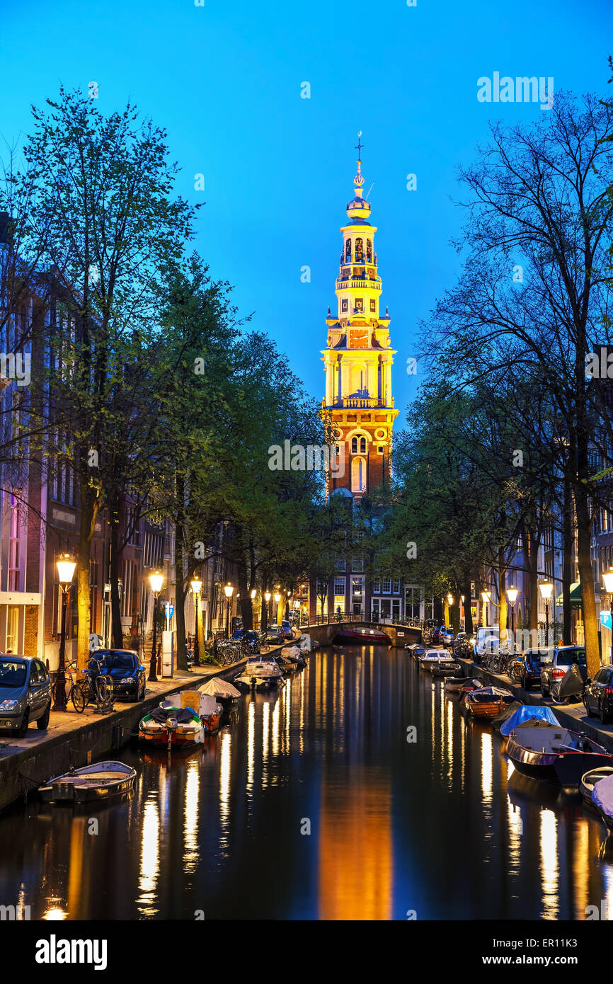 Zuiderkerk church in Amsterdam in the evening Stock Photo