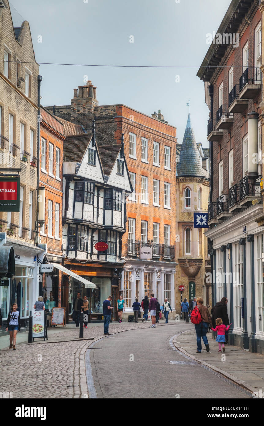 Cambridge, UK - April 9: Old street on April 9, 2015 in Cambridge, UK. It's a university city. Stock Photo
