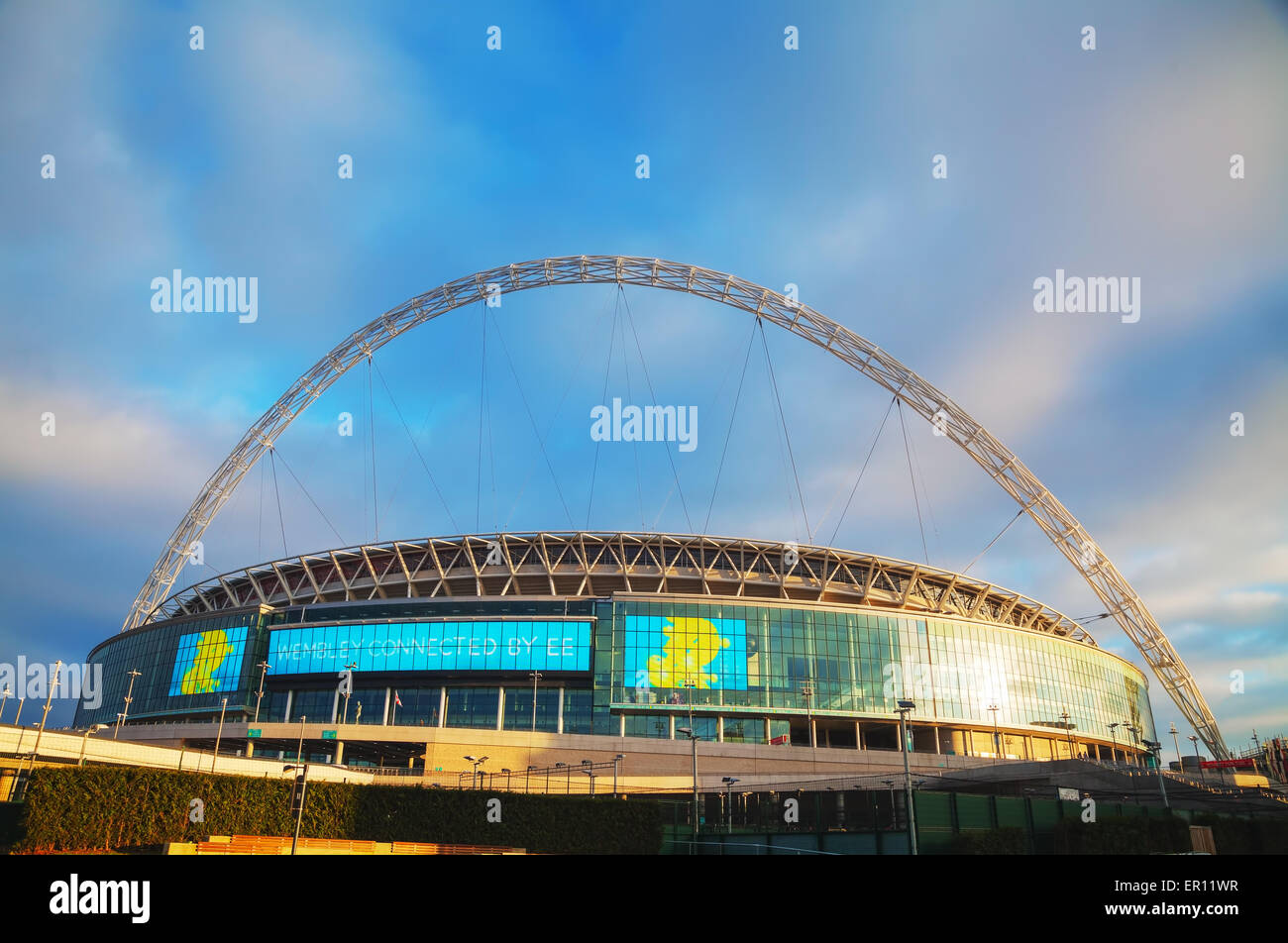 LONDON - APRIL 6: Wembley stadium on April 6, 2015 in London, UK. It's a football stadium in Wembley Park, which opened in 2007 Stock Photo