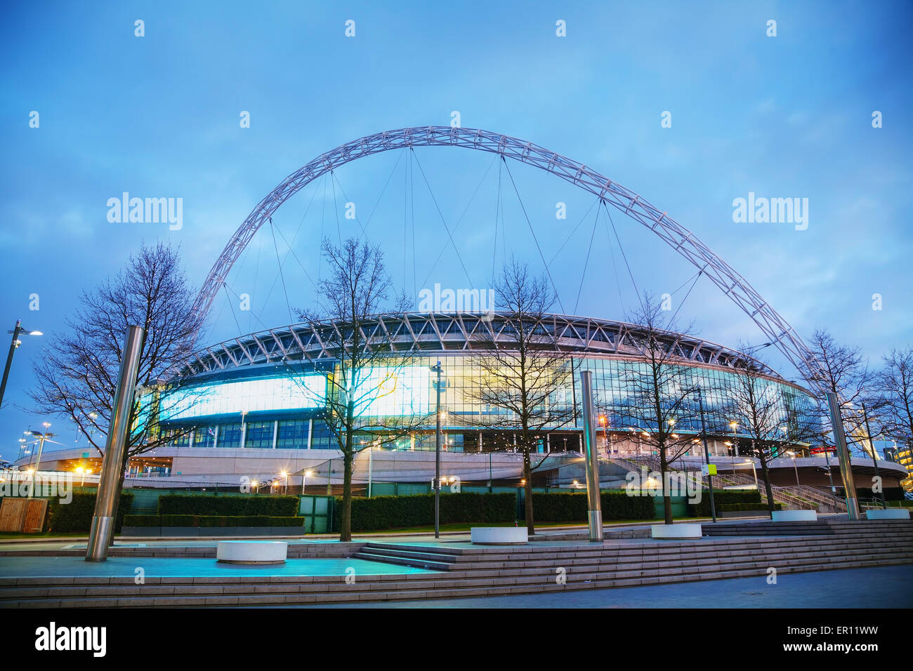 LONDON - APRIL 6: Wembley stadium on April 6, 2015 in London, UK. It's a football stadium in Wembley Park, which opened in 2007 Stock Photo